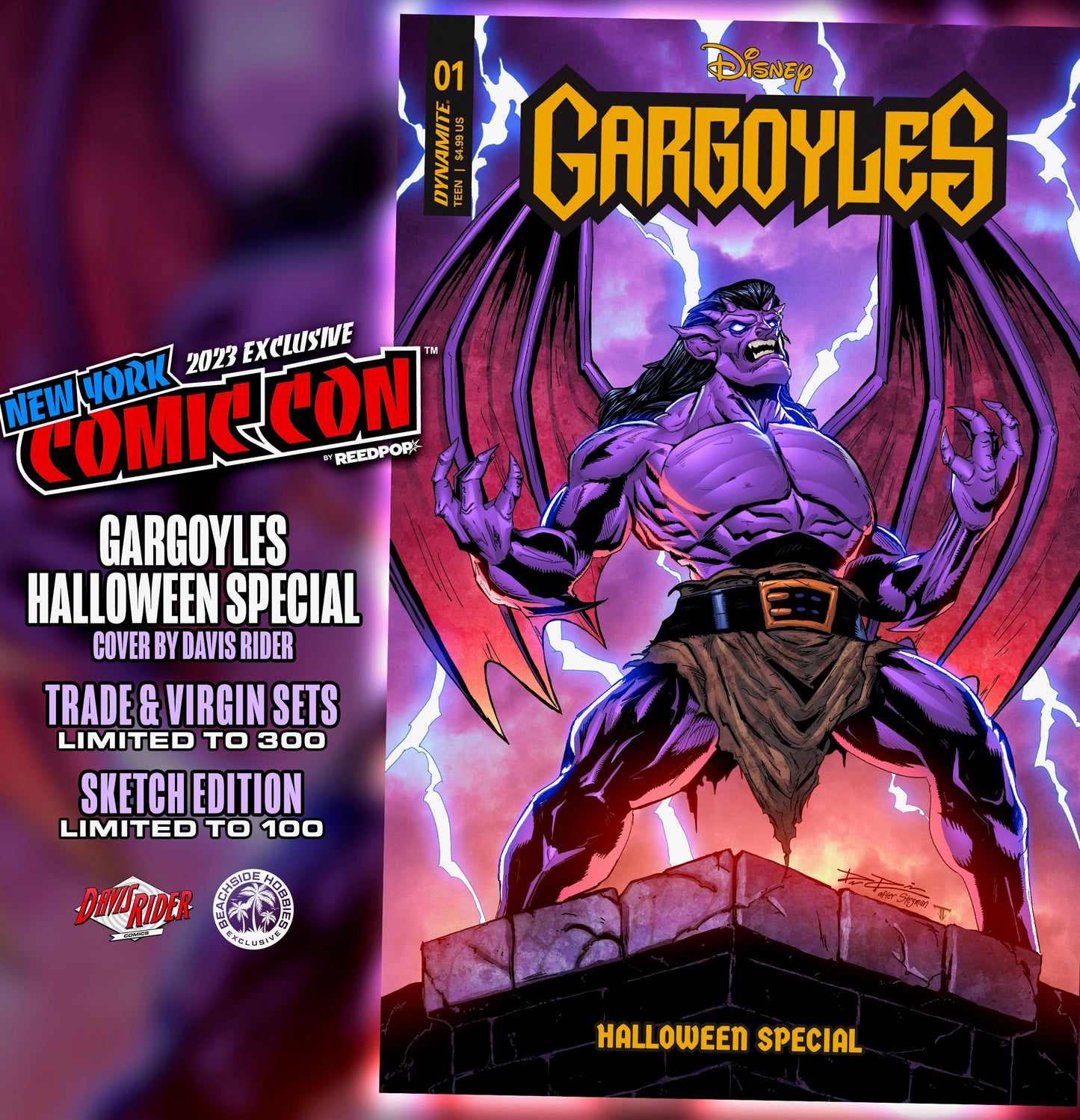 Gargoyles Halloween Special #1 NYCC Davis Rider Cover Art Exclusive Limited to 300 sets